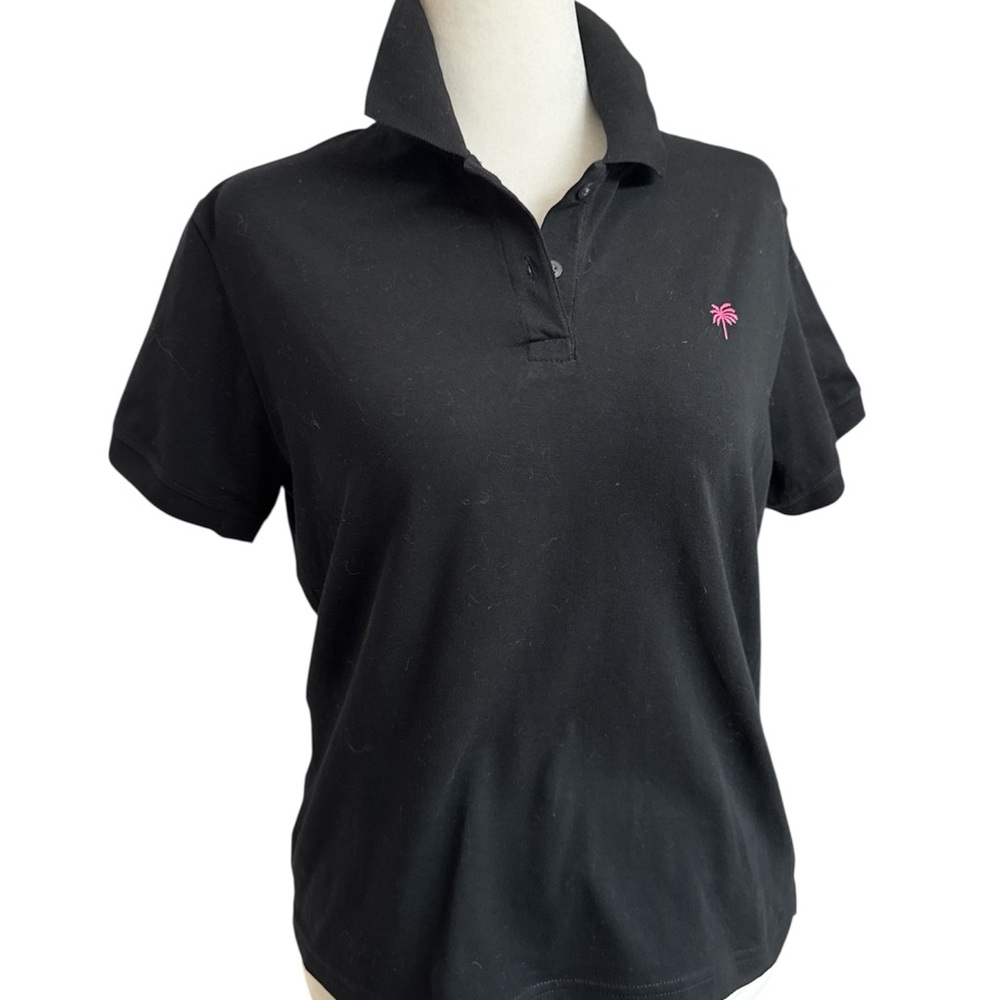 Lilly Pulitzer Black Polo with Hot Pink Logo - Picture 4 of 4